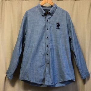 US Polo Assn Men’s XL Blue Shirt US Flag Buttons